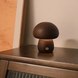 Rechargeable Wooden Mushrooms Table Lamp