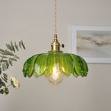 Vintage Glazed Floral Hanging Lamp