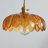 Vintage Glazed Floral Hanging Lamp