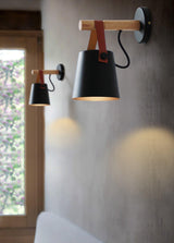 Conical Wall Light Made of Wood