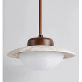 Wallnut And Stone Pendant Light