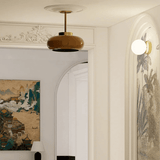 Domelight™ | 11" vintage semi-flush ceiling light with orange dome glass shade