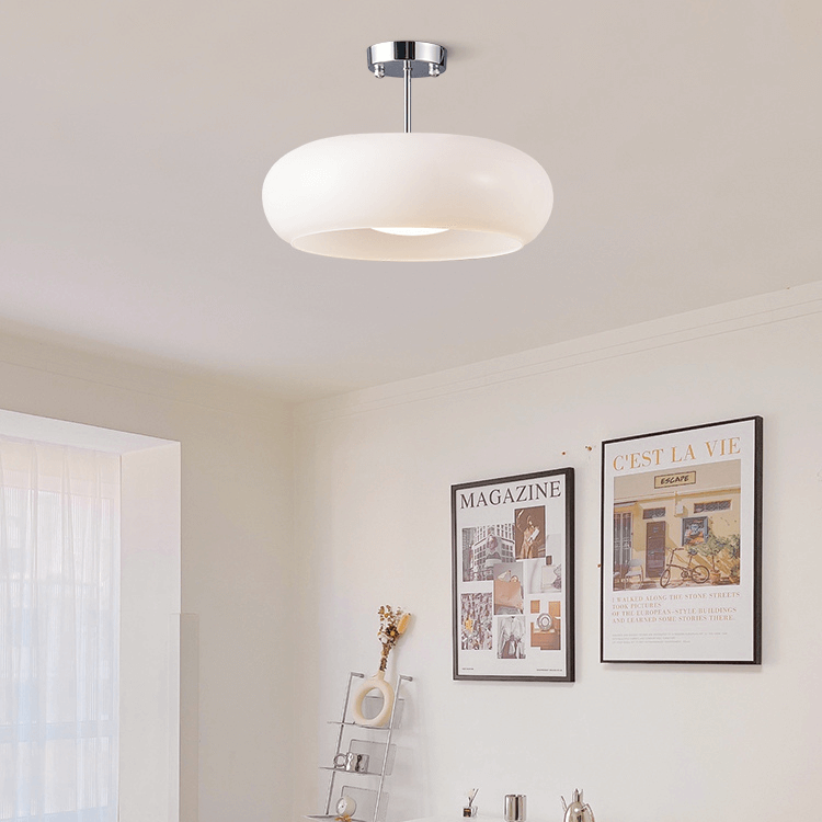 Domelight™ | 11" vintage semi-flush ceiling light with orange dome glass shade