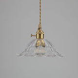 Industrial Flower Shape Glass Pendant Light in Gold