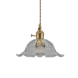 Industrial Flower Shape Glass Pendant Light in Gold