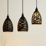 Besson pendant lights in patterned metal