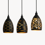 Besson pendant lights in patterned metal