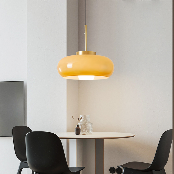 Modern Copper and Glass Pendant Light