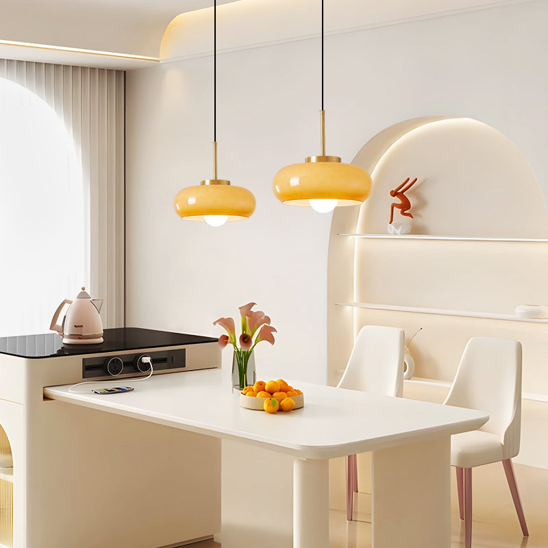 Modern Copper and Glass Pendant Light