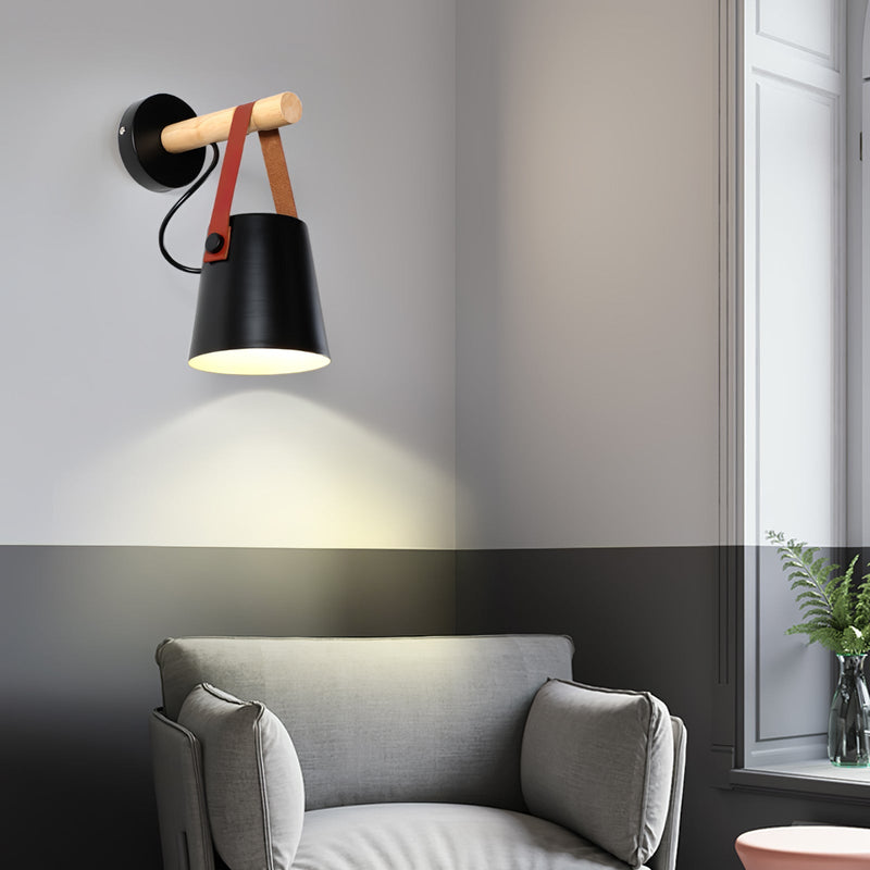 Conical Wall Light Made of Wood