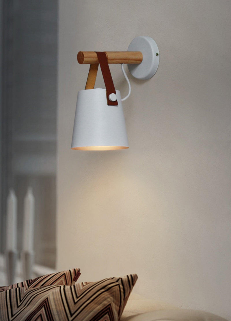 Conical Wall Light Made of Wood