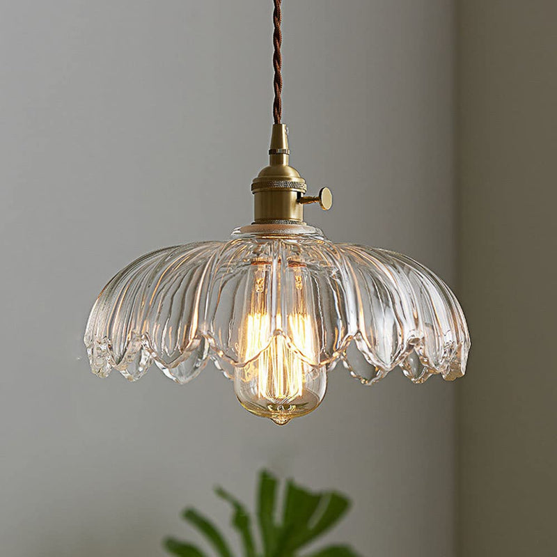 Vintage Glazed Floral Hanging Lamp