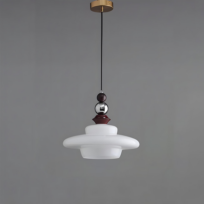 Medieval Style Glass Beige Dining Room Pendant Light