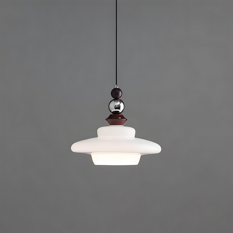 Medieval Style Glass Beige Dining Room Pendant Light